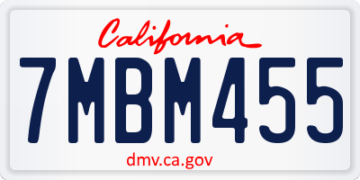 CA license plate 7MBM455
