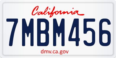 CA license plate 7MBM456