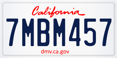 CA license plate 7MBM457