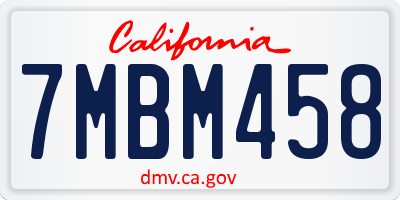 CA license plate 7MBM458