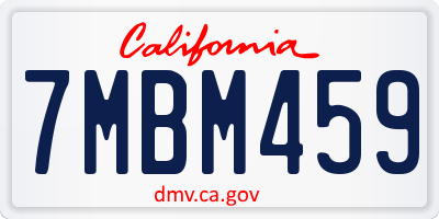 CA license plate 7MBM459