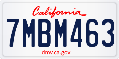 CA license plate 7MBM463