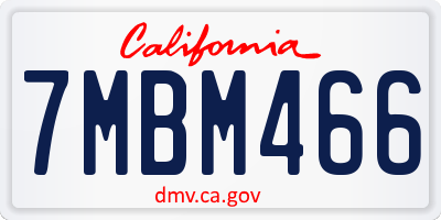 CA license plate 7MBM466