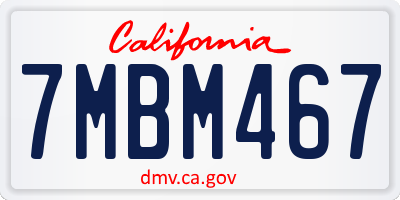 CA license plate 7MBM467