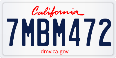 CA license plate 7MBM472