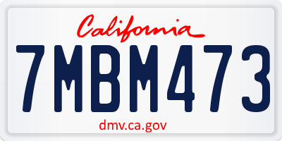CA license plate 7MBM473