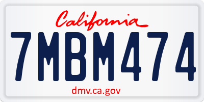 CA license plate 7MBM474
