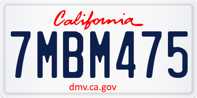 CA license plate 7MBM475