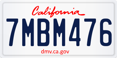 CA license plate 7MBM476