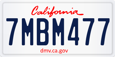 CA license plate 7MBM477