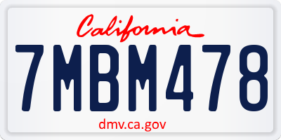 CA license plate 7MBM478