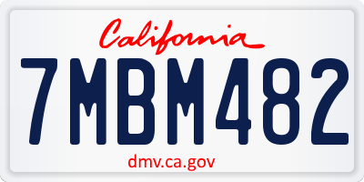 CA license plate 7MBM482
