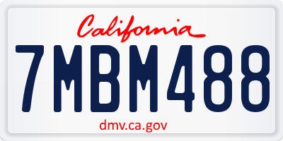 CA license plate 7MBM488