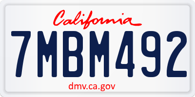 CA license plate 7MBM492