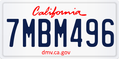CA license plate 7MBM496