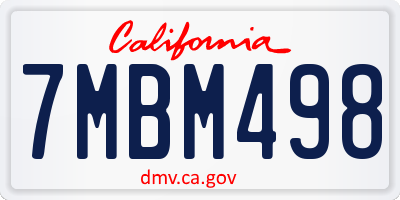 CA license plate 7MBM498