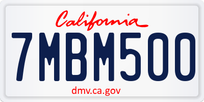 CA license plate 7MBM500