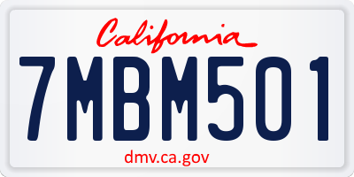 CA license plate 7MBM501