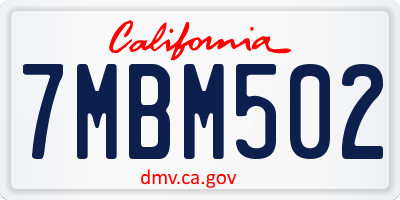 CA license plate 7MBM502