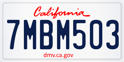CA license plate 7MBM503