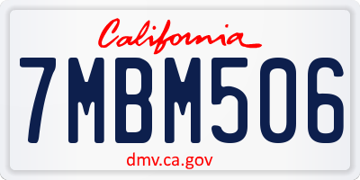 CA license plate 7MBM506