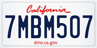 CA license plate 7MBM507