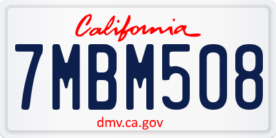 CA license plate 7MBM508