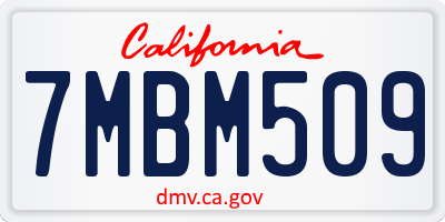 CA license plate 7MBM509