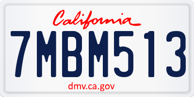 CA license plate 7MBM513