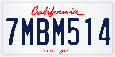 CA license plate 7MBM514