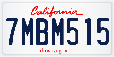 CA license plate 7MBM515