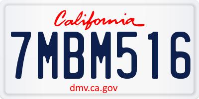 CA license plate 7MBM516