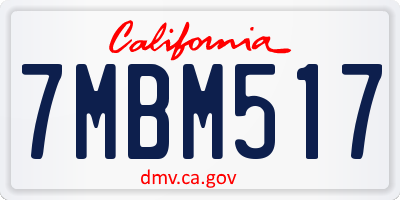 CA license plate 7MBM517