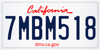 CA license plate 7MBM518