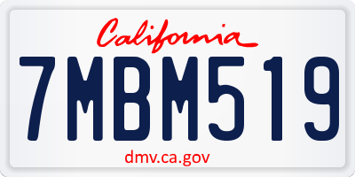 CA license plate 7MBM519