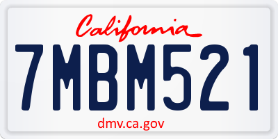 CA license plate 7MBM521