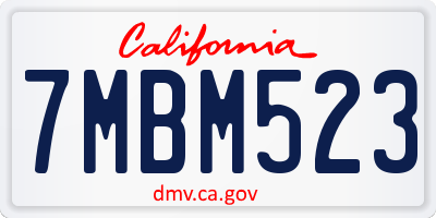 CA license plate 7MBM523