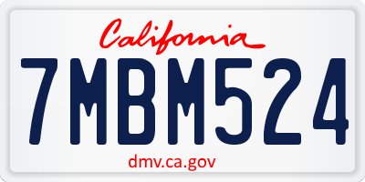 CA license plate 7MBM524