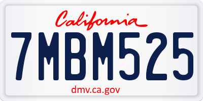 CA license plate 7MBM525