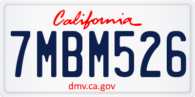 CA license plate 7MBM526