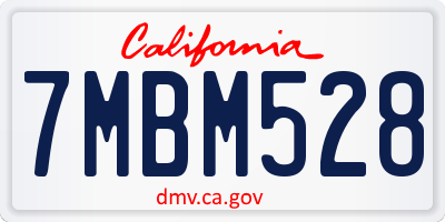 CA license plate 7MBM528