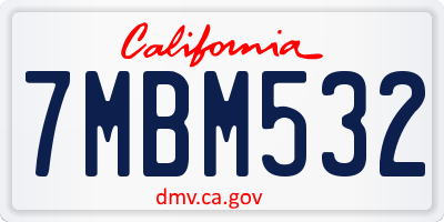 CA license plate 7MBM532