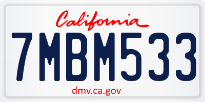 CA license plate 7MBM533