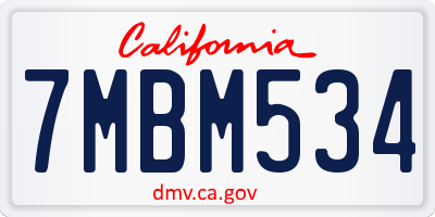 CA license plate 7MBM534