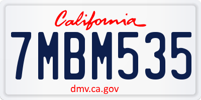 CA license plate 7MBM535