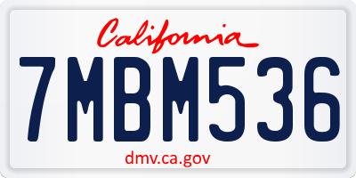 CA license plate 7MBM536