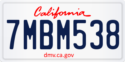 CA license plate 7MBM538