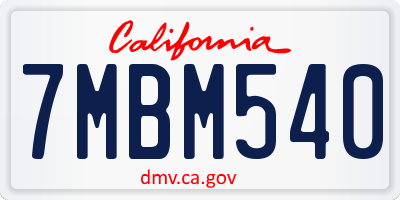 CA license plate 7MBM540