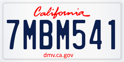 CA license plate 7MBM541