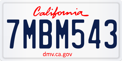 CA license plate 7MBM543